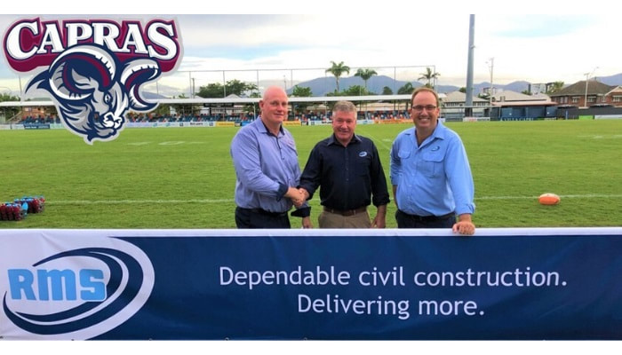 Central Queensland Capras Rugby League with RMS sponsorship.